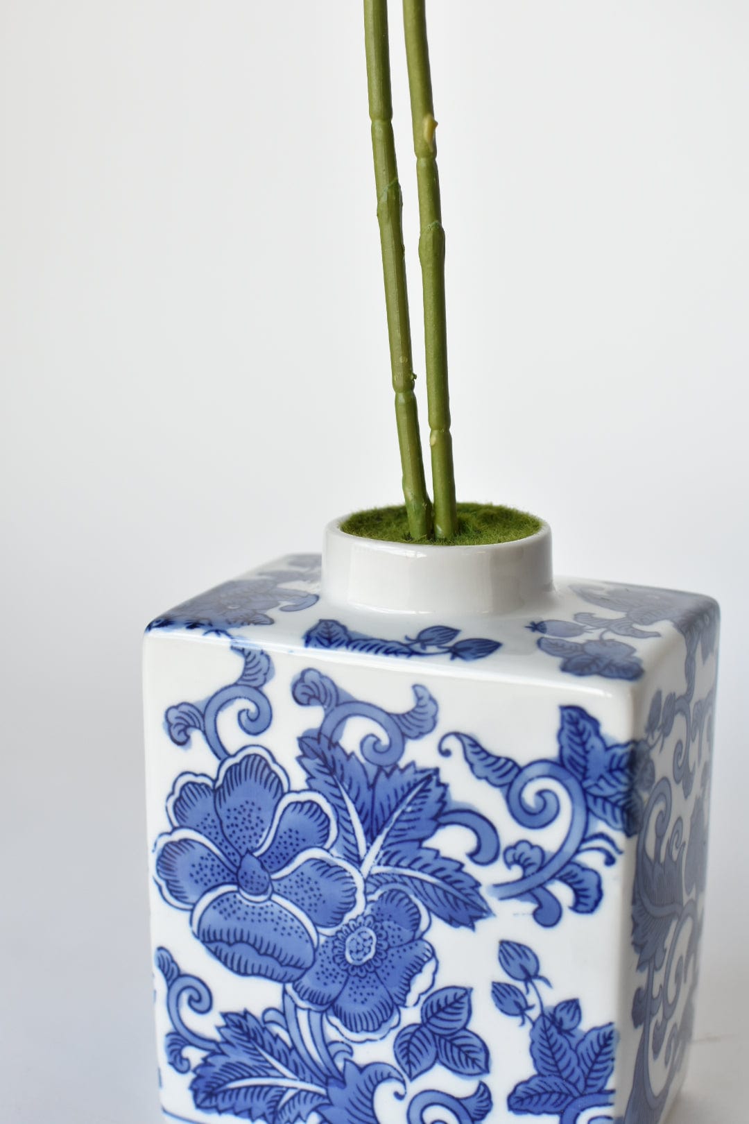 House of JSD 20" Faux Phalaenopsis Orchid in Blue & White Container