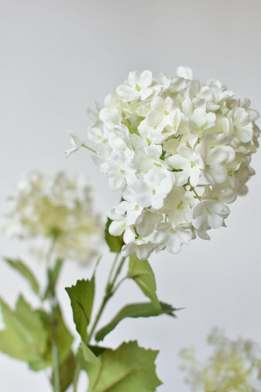 34" Faux White Snowball Hydrangea Stem