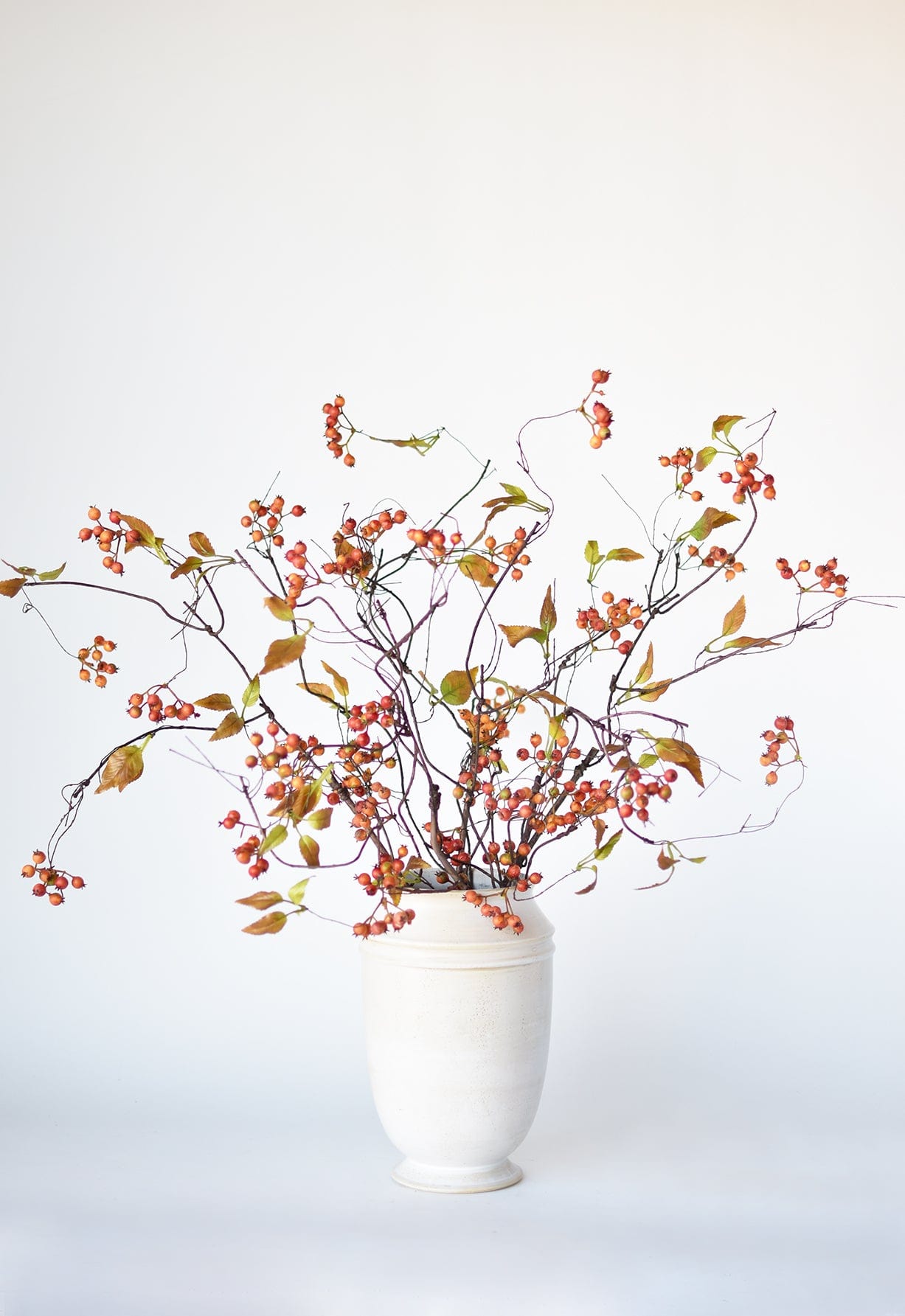 38" Faux Orange Berry Branch Stem