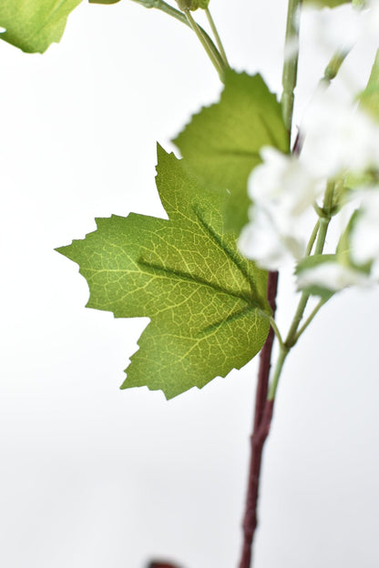 34" Faux White Snowball Hydrangea Stem