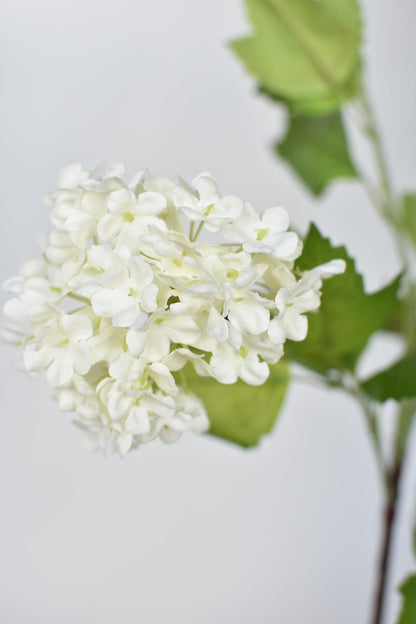 34" Faux White Snowball Hydrangea Stem
