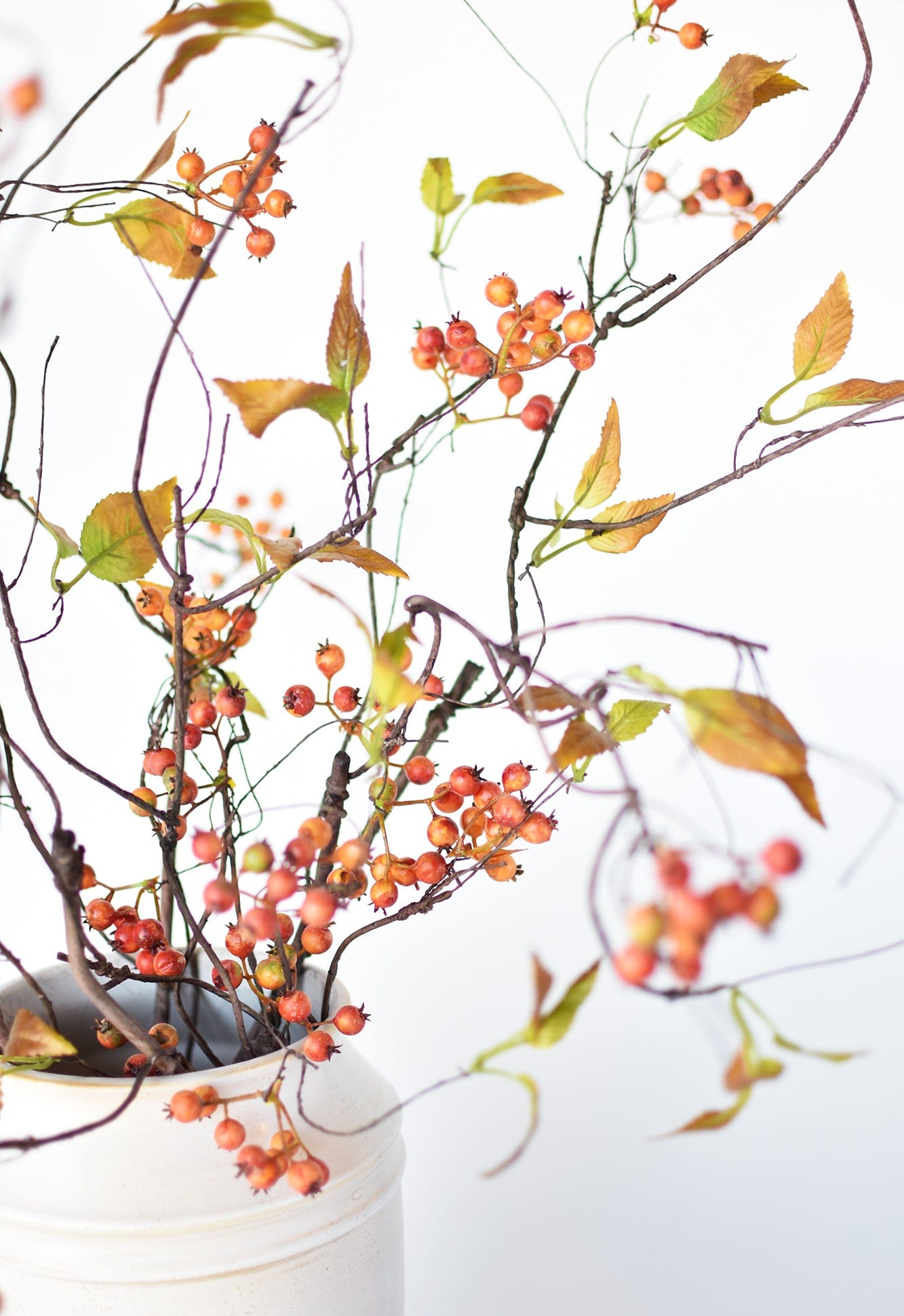 38" Faux Orange Berry Branch Stem