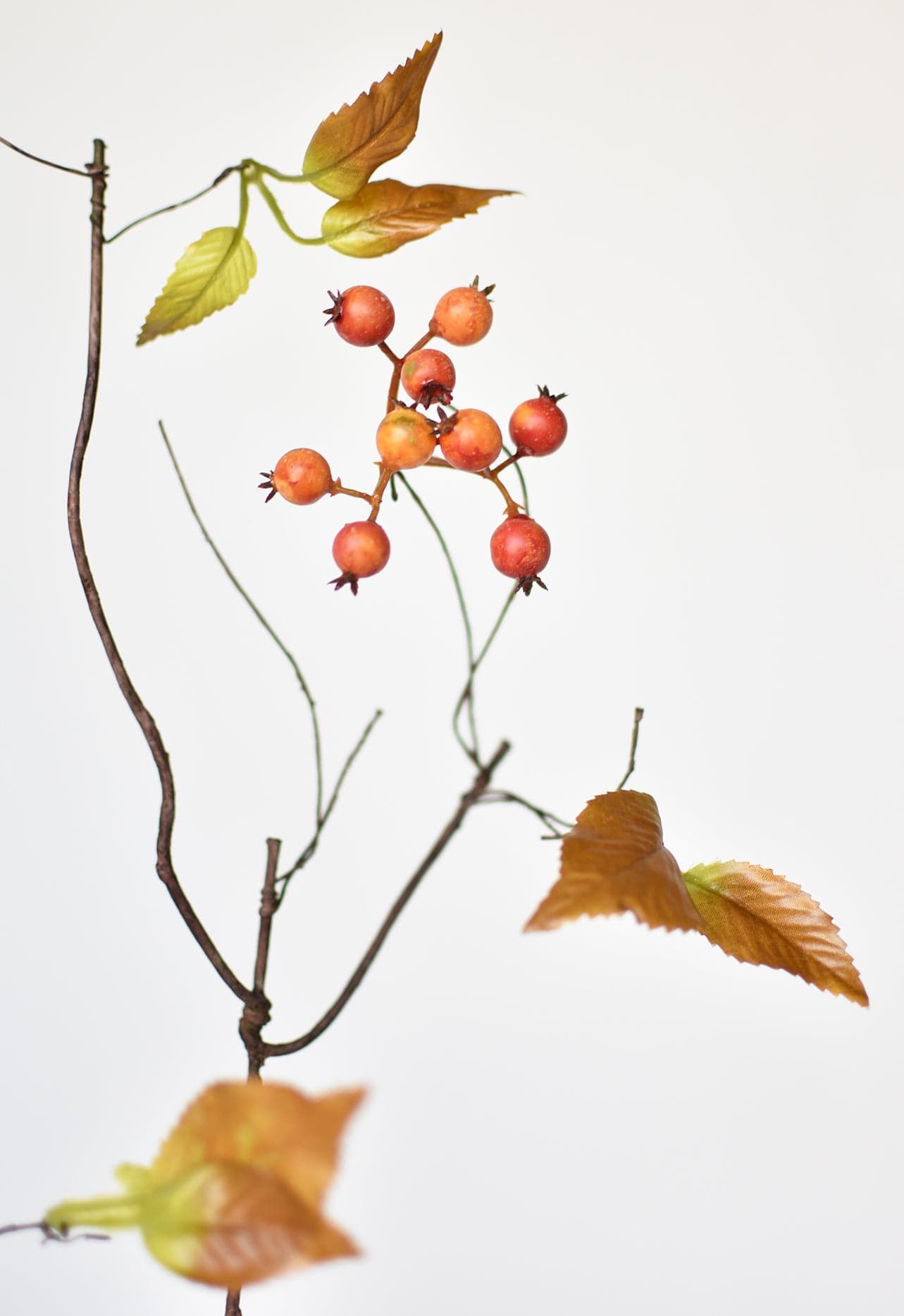 38" Faux Orange Berry Branch Stem