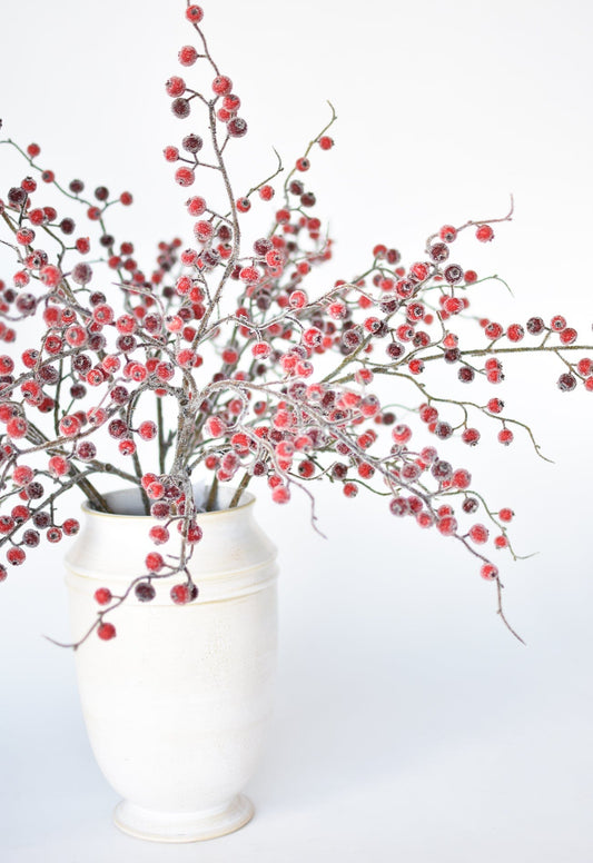 29" Faux Red Sugar Berry Spray Stem
