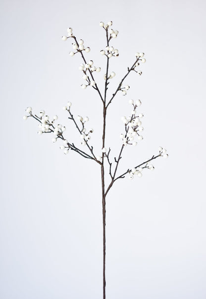 33" Faux White Berry Branch Stem