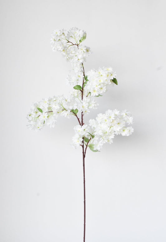 40" Faux Cream Cherry Blossom Branch Stem