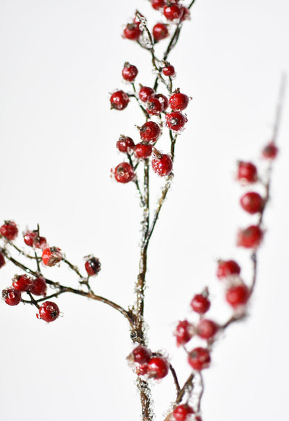 29" Faux Iced Red Berry Stem