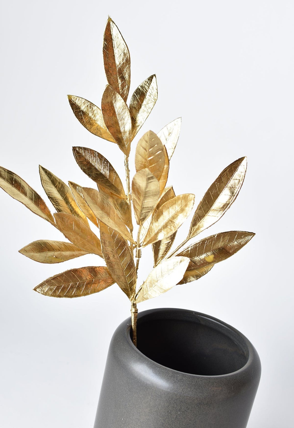 19" Faux Gold Bay Leaf Stem