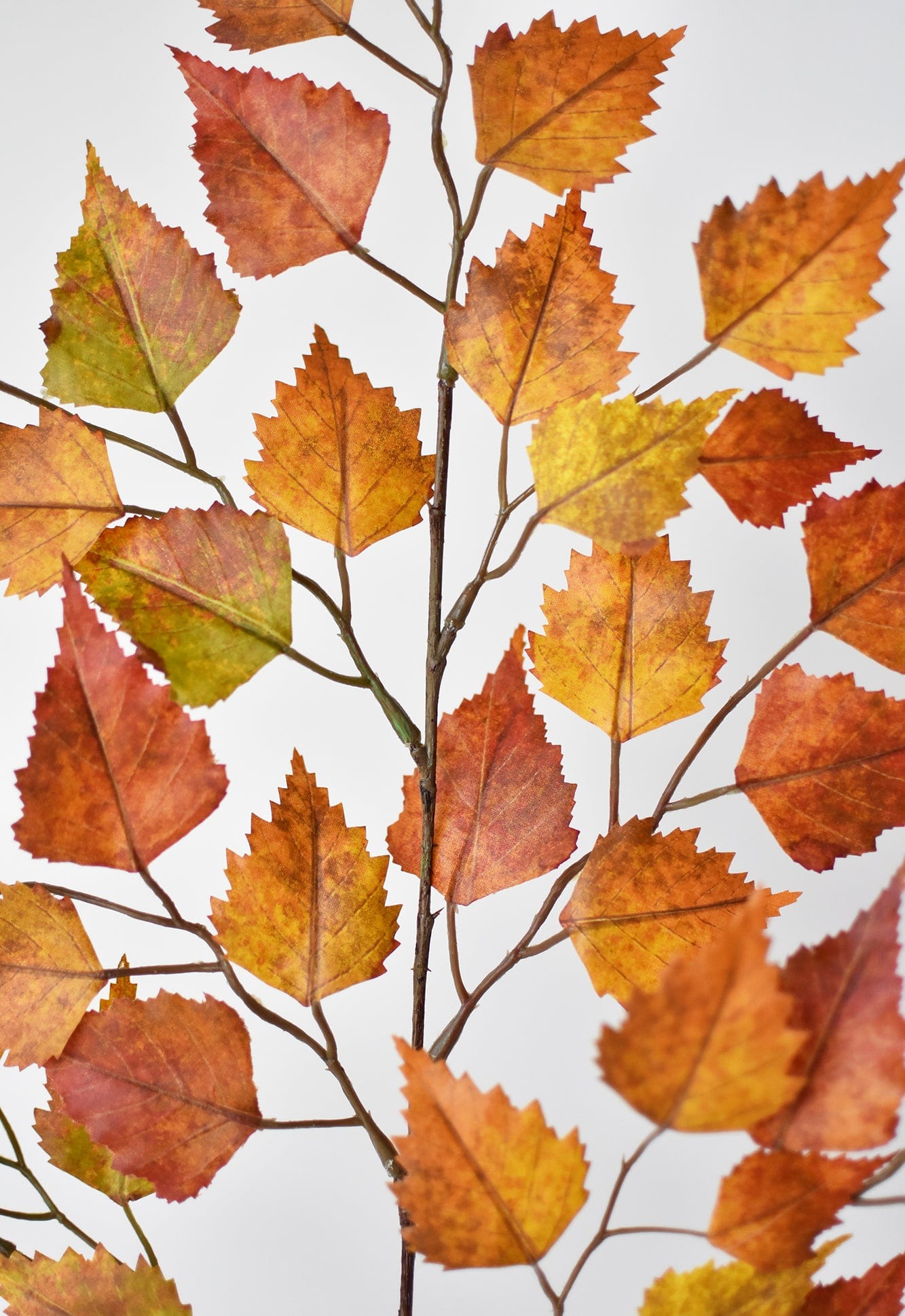 26" Faux Birch Leaf Stem Red / Orange / Yellow