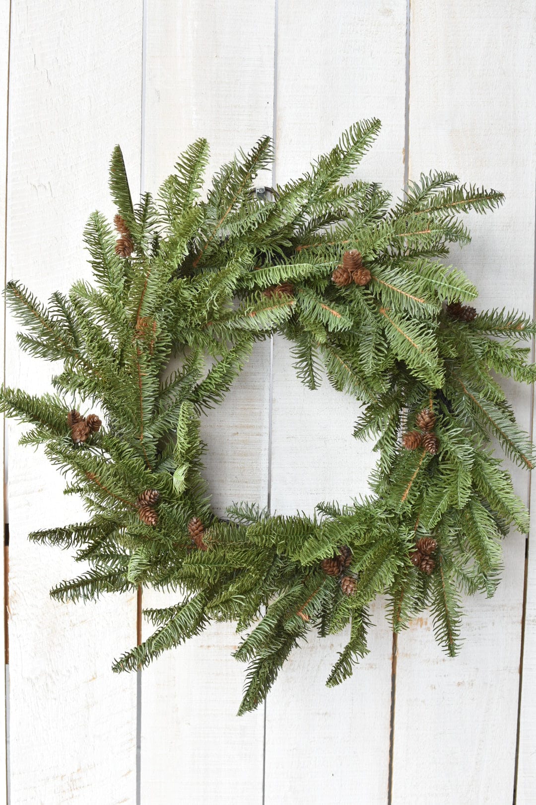 24" Faux Green Spruce Real Touch Wreath w/ Faux Pinecones