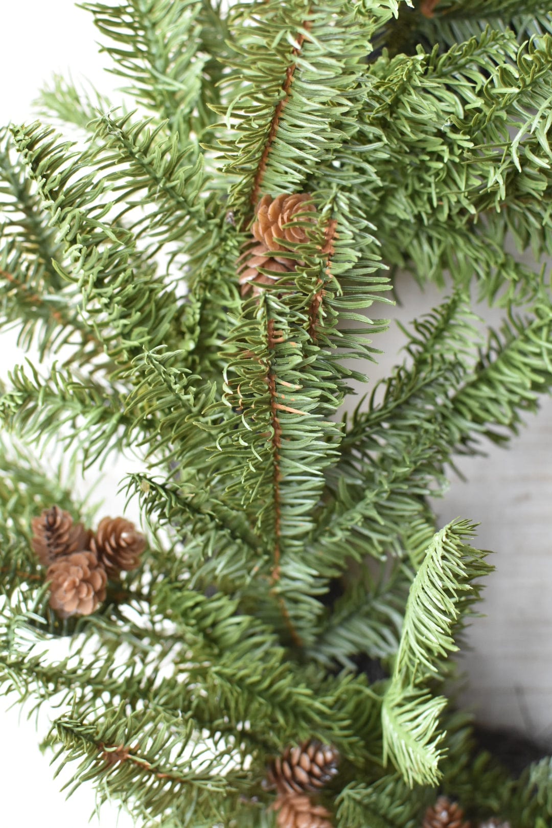 24" Faux Green Spruce Real Touch Wreath w/ Faux Pinecones