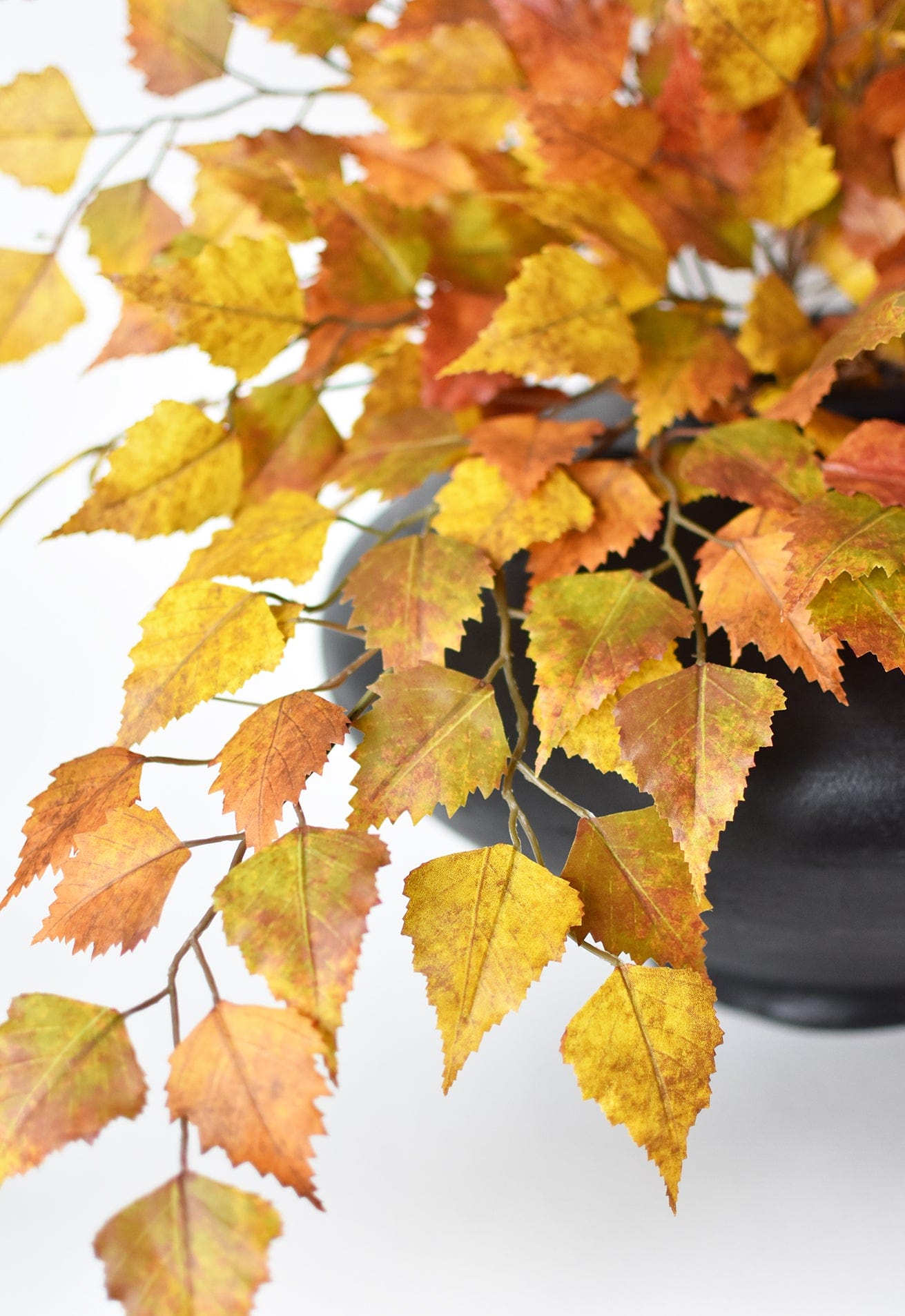 26" Faux Birch Leaf Stem Orange / Mustard / Yellow