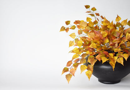 26" Faux Birch Leaf Stem Orange / Mustard / Yellow