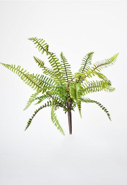 17" Faux Green Boston Fern Bush