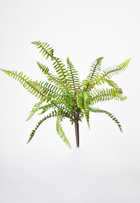 17" Faux Green Boston Fern Bush