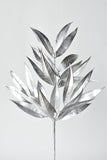 22.5" Faux Silver Metallic Bay Leaf Stem