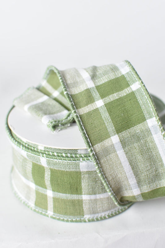 2.5"X10yd Green Plaid Wired Ribbon