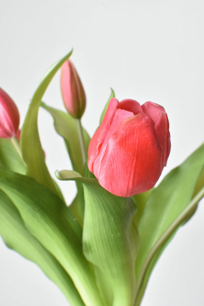 House by JSD 11.75" Faux Real Touch Dark Pink 7 Stem Tulip Bundle