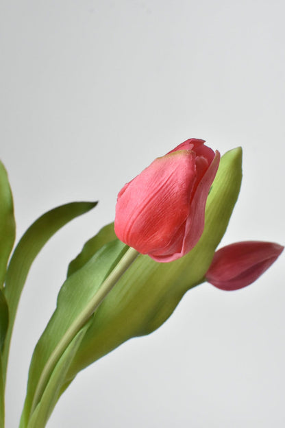 House by JSD 11.75" Faux Real Touch Dark Pink 7 Stem Tulip Bundle