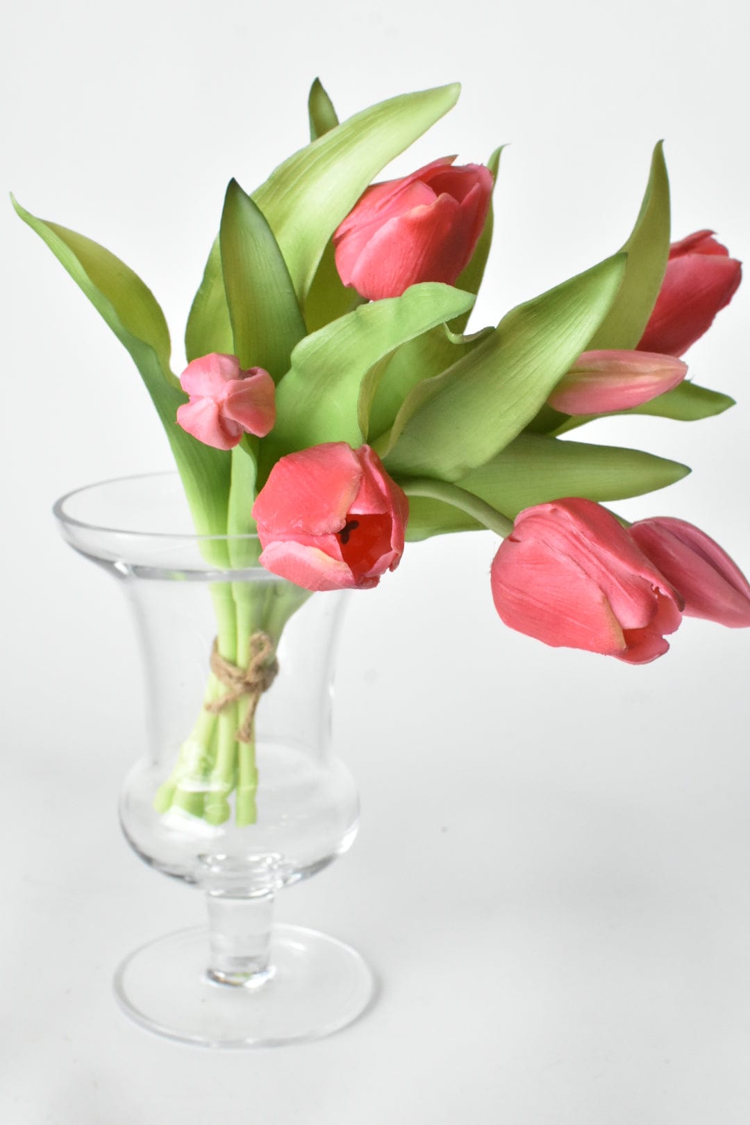 House by JSD 11.75" Faux Real Touch Dark Pink 7 Stem Tulip Bundle
