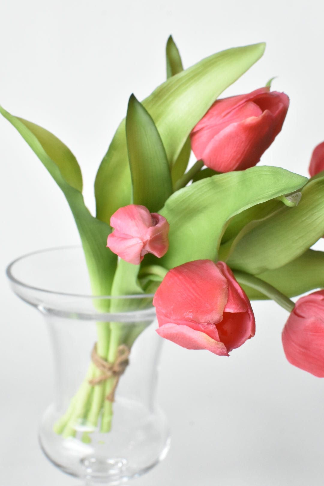 House by JSD 11.75" Faux Real Touch Dark Pink 7 Stem Tulip Bundle