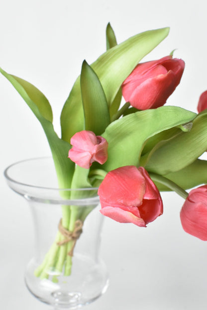 House by JSD 11.75" Faux Real Touch Dark Pink 7 Stem Tulip Bundle