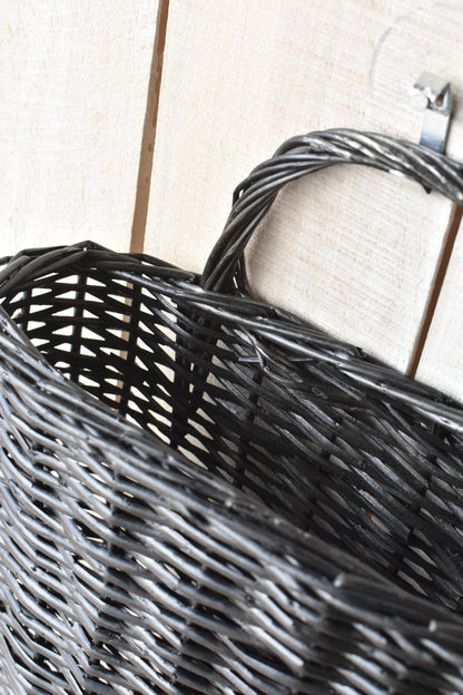 11" x 17" Wicker Basket w/Handle BLACK