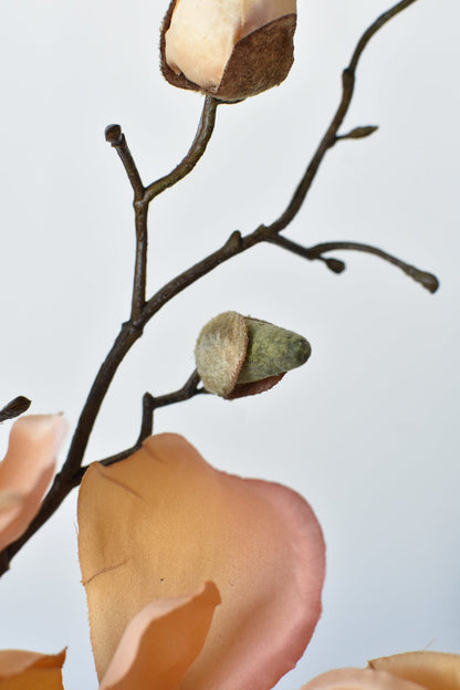 19" Faux Magnolia Stem Light Orange/Pink