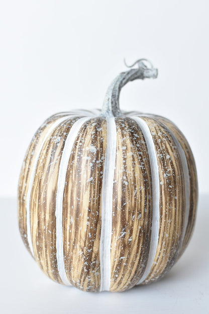 7"Hx5.5"W Faux Pumpkin Beige White - Tall