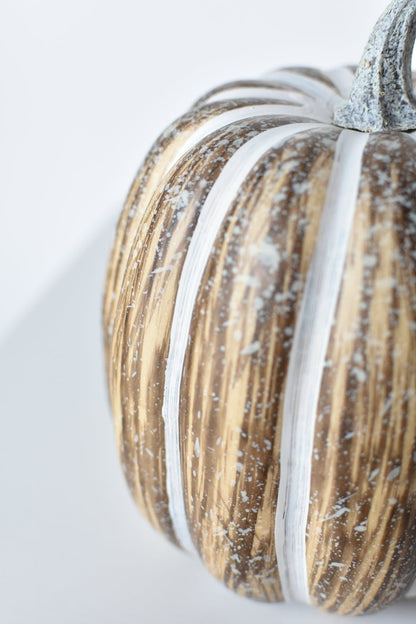 7"Hx5.5"W Faux Pumpkin Beige White - Tall