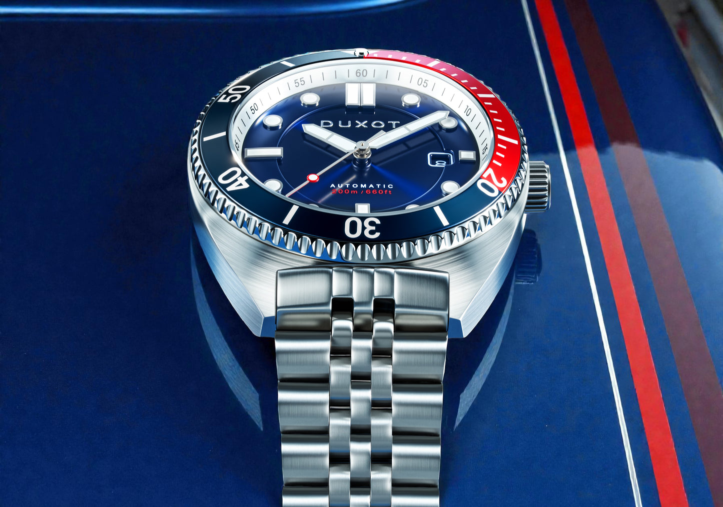 Duxot Men's 45mm Tortuga Automatic Date Stainless Bracelet Watch
