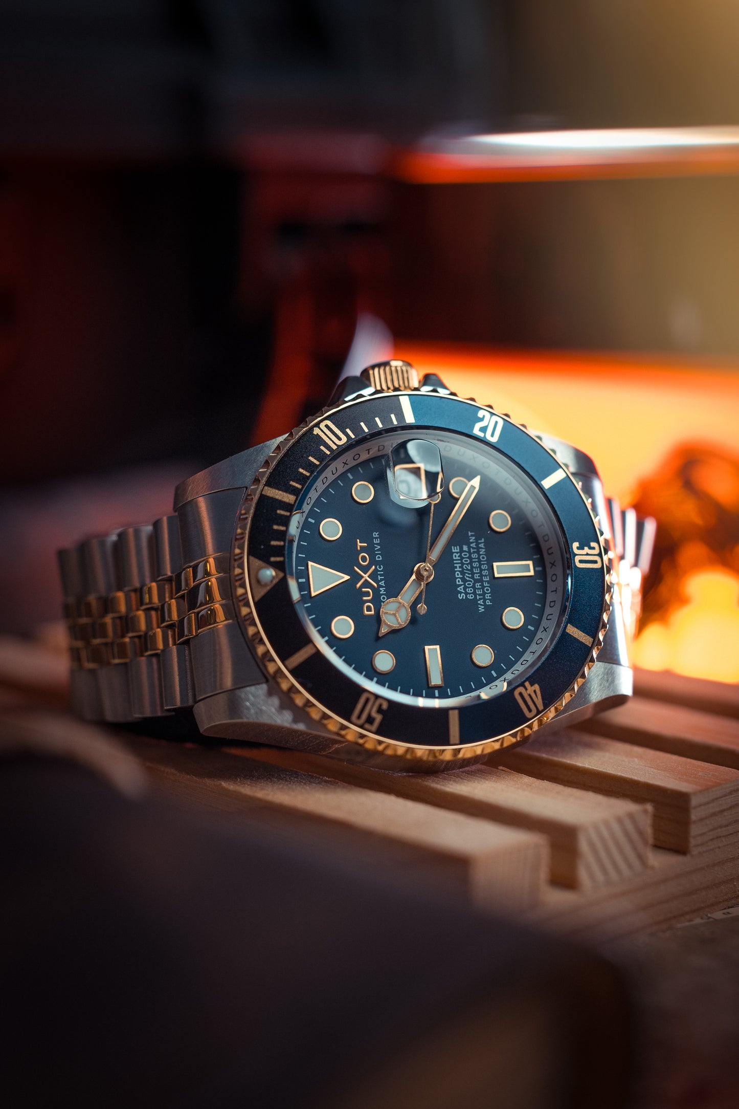 Duxot Men's 42mm Atlantica Diver Automatic Two-Tone Bracelet Watch