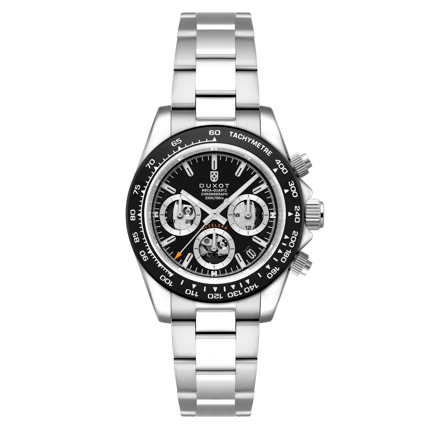 Duxot Men's 40mm Accelero Quartz Chronograph Compax Skeleton Edition Bracelet Watch