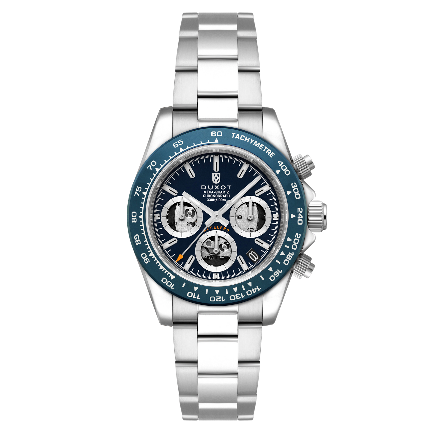 Duxot Men's 40mm Accelero Quartz Chronograph Compax Skeleton Edition Bracelet Watch