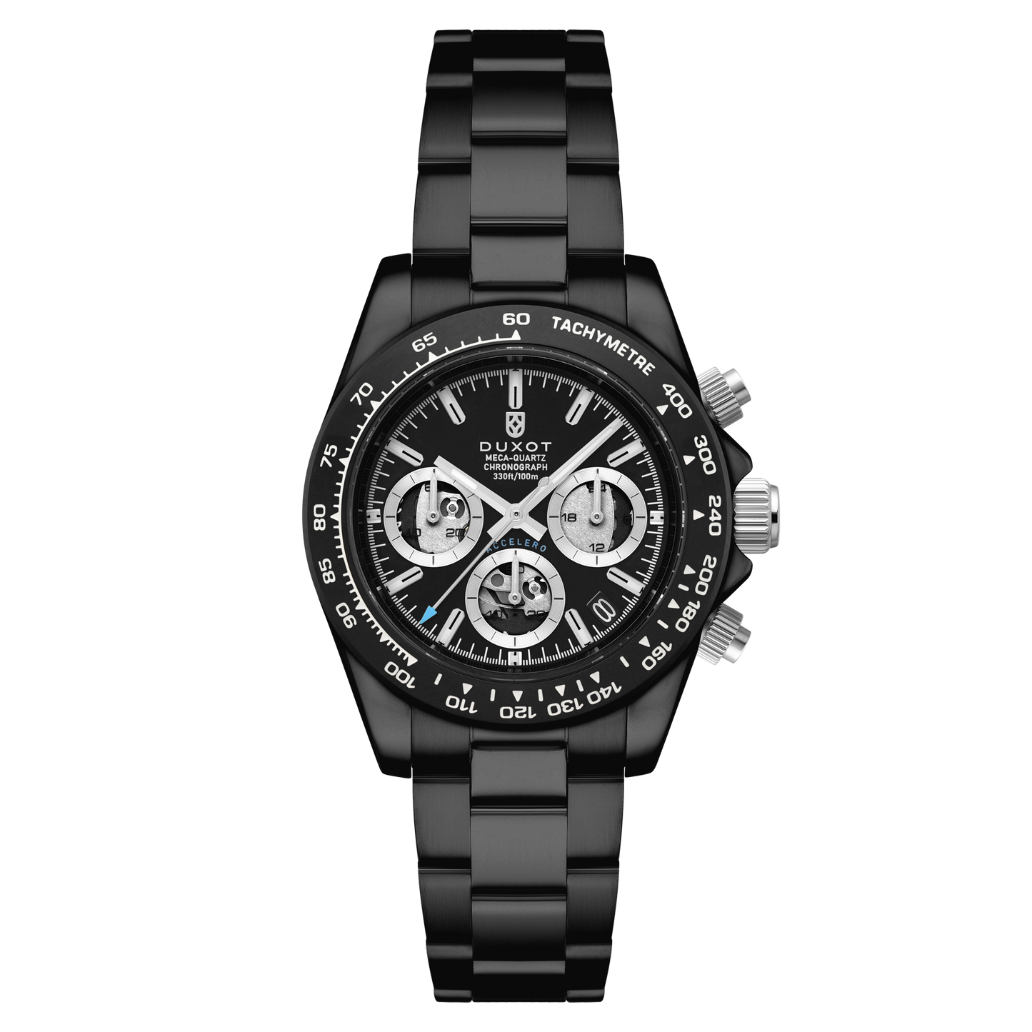 Duxot Men's 40mm Accelero Quartz Chronograph Compax Skeleton Edition Bracelet Watch