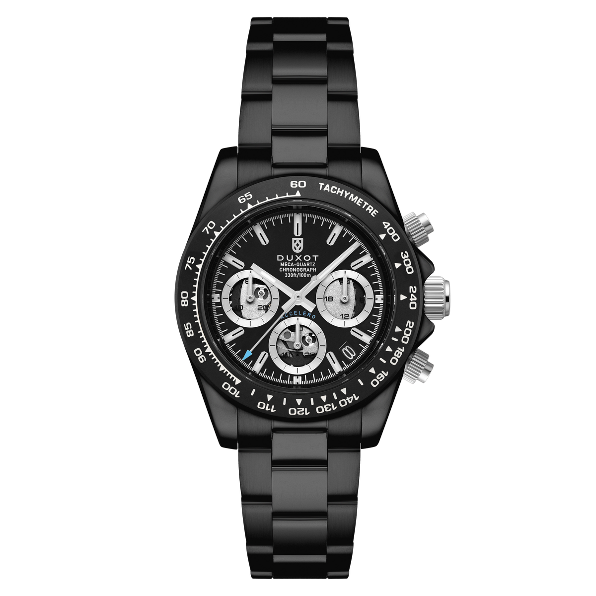 Duxot Men's 40mm Accelero Quartz Chronograph Compax Skeleton Edition Bracelet Watch
