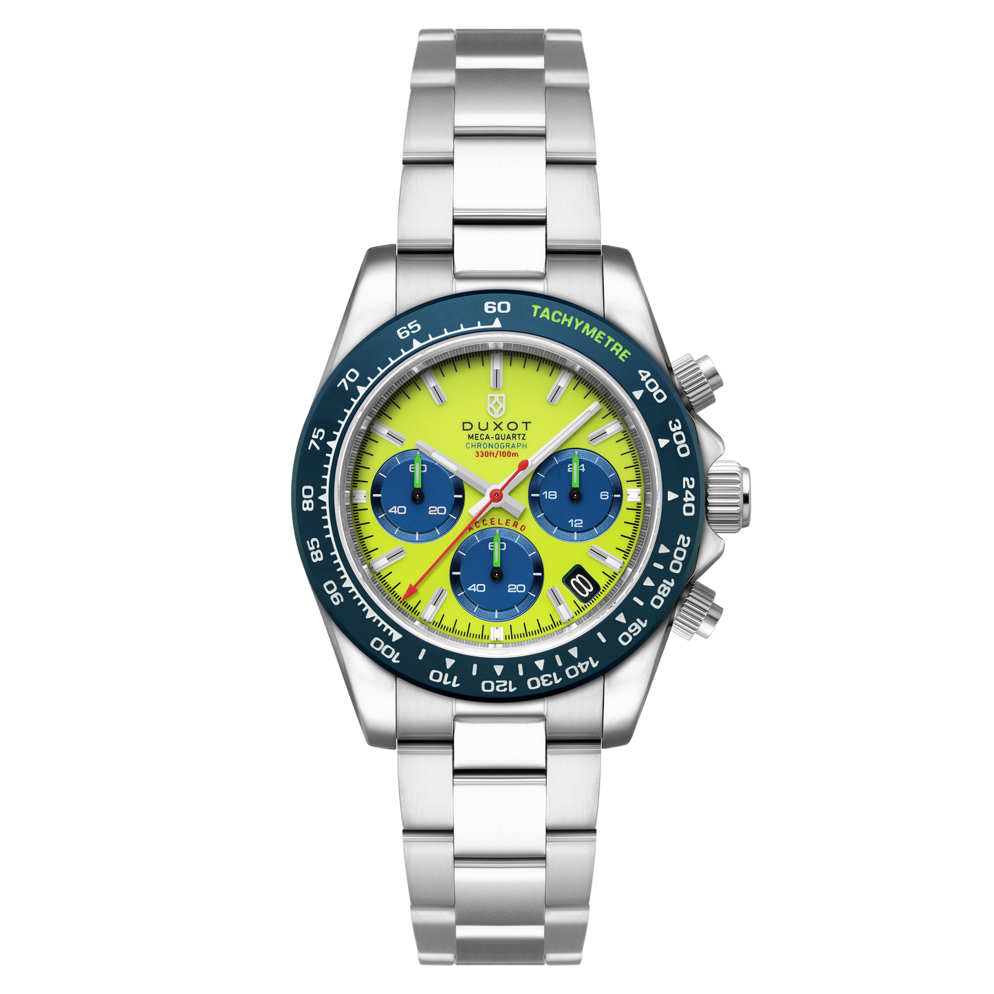 Duxot Men's 40mm Accelero Quartz Chronograph Colorful Dial Bracelet Watch