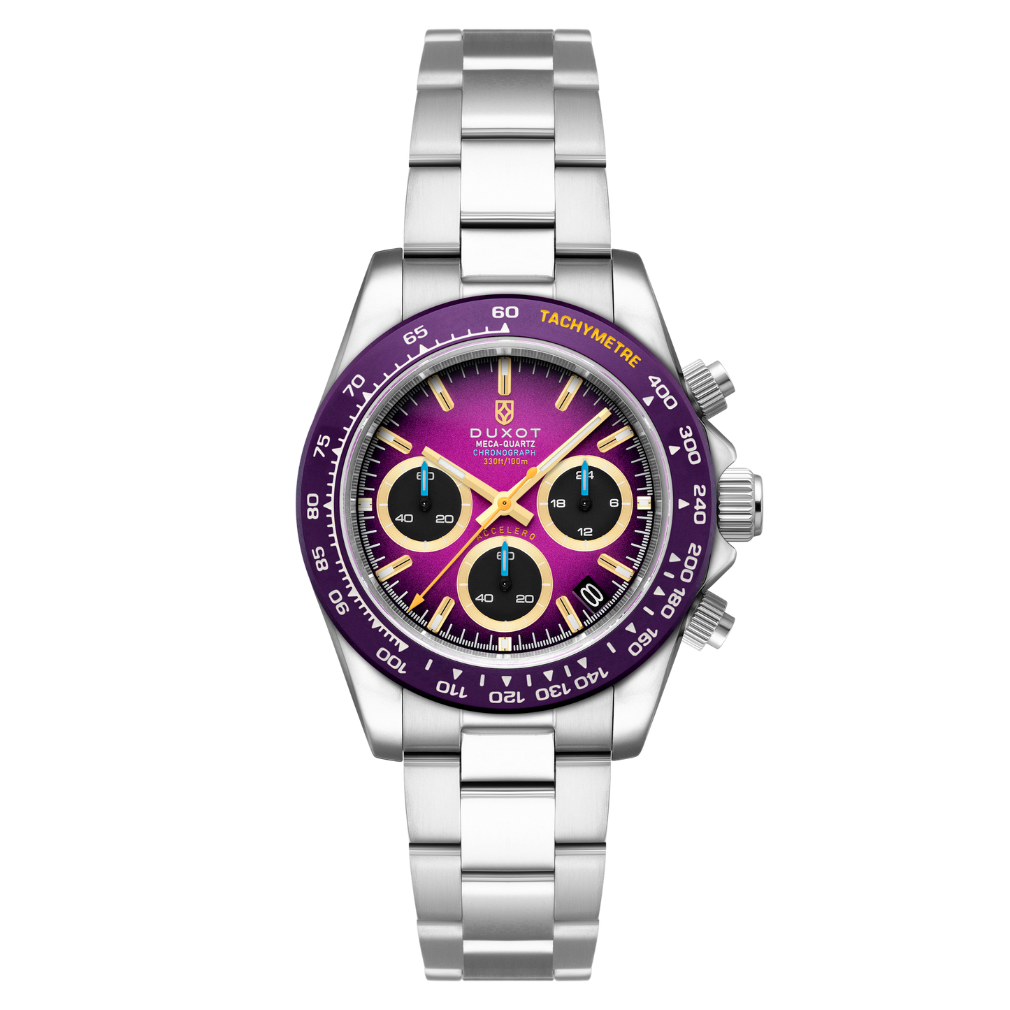 Duxot Men's 40mm Accelero Quartz Chronograph Colorful Dial Bracelet Watch