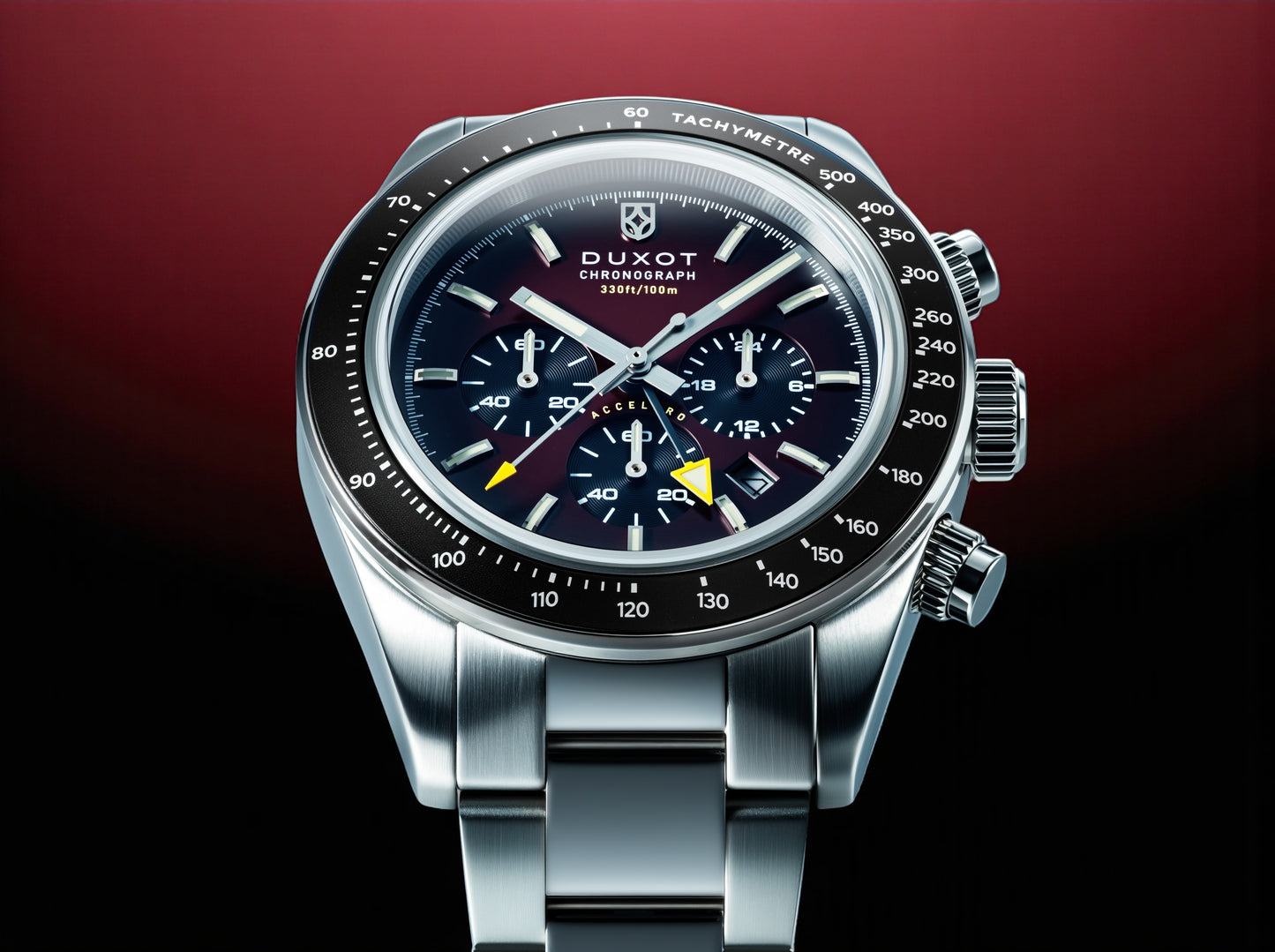Duxot Men's 39mm Vitesse Quartz Chronograph Dual Time Bracelet Watch