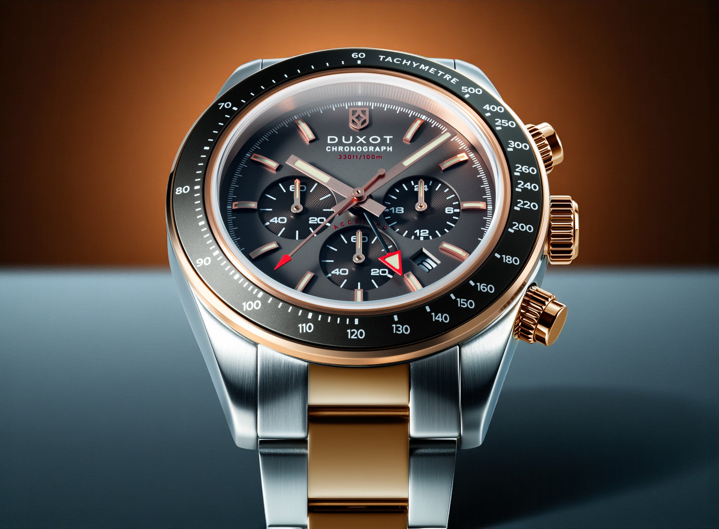 Duxot Men's 39mm Vitesse Quartz Chronograph Dual Time Bracelet Watch