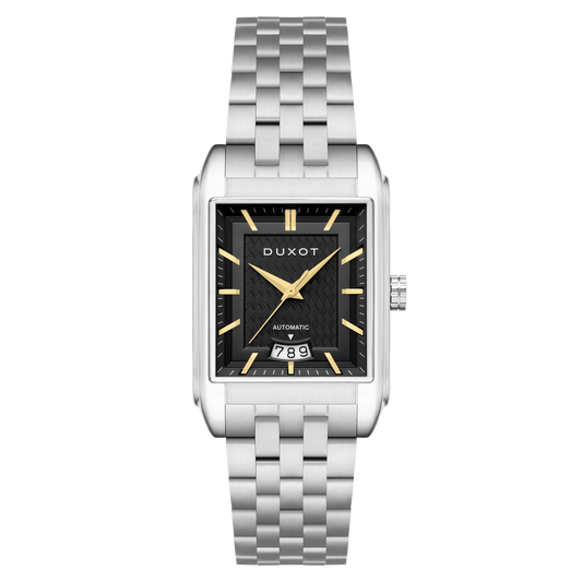Duxot Men's 33mm Livorno Automatic Date Rectangular Bracelet Watch