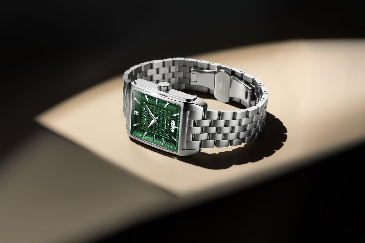 Duxot Men's 33mm Livorno Automatic Date Rectangular Bracelet Watch