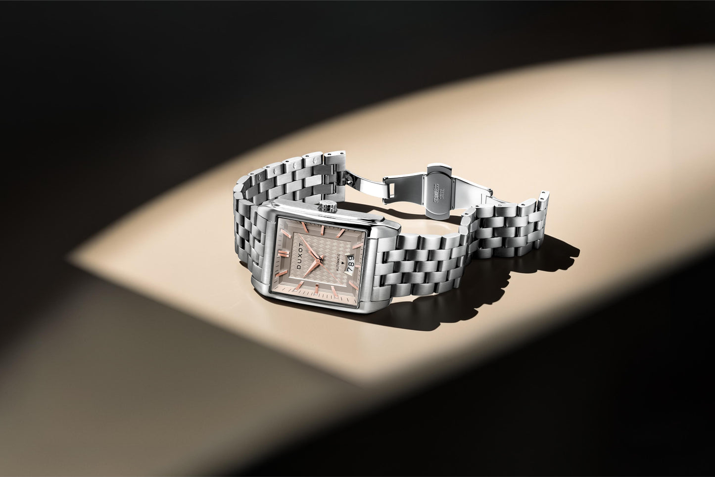Duxot Men's 33mm Livorno Automatic Date Rectangular Bracelet Watch
