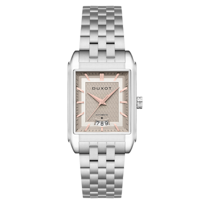 Duxot Men's 33mm Livorno Automatic Date Rectangular Bracelet Watch