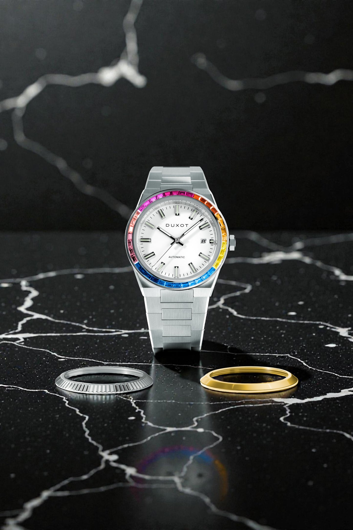 Duxot Men's 38mm Alicante Rainbow Automatic Interchangeable Bezel Bracelet Watch