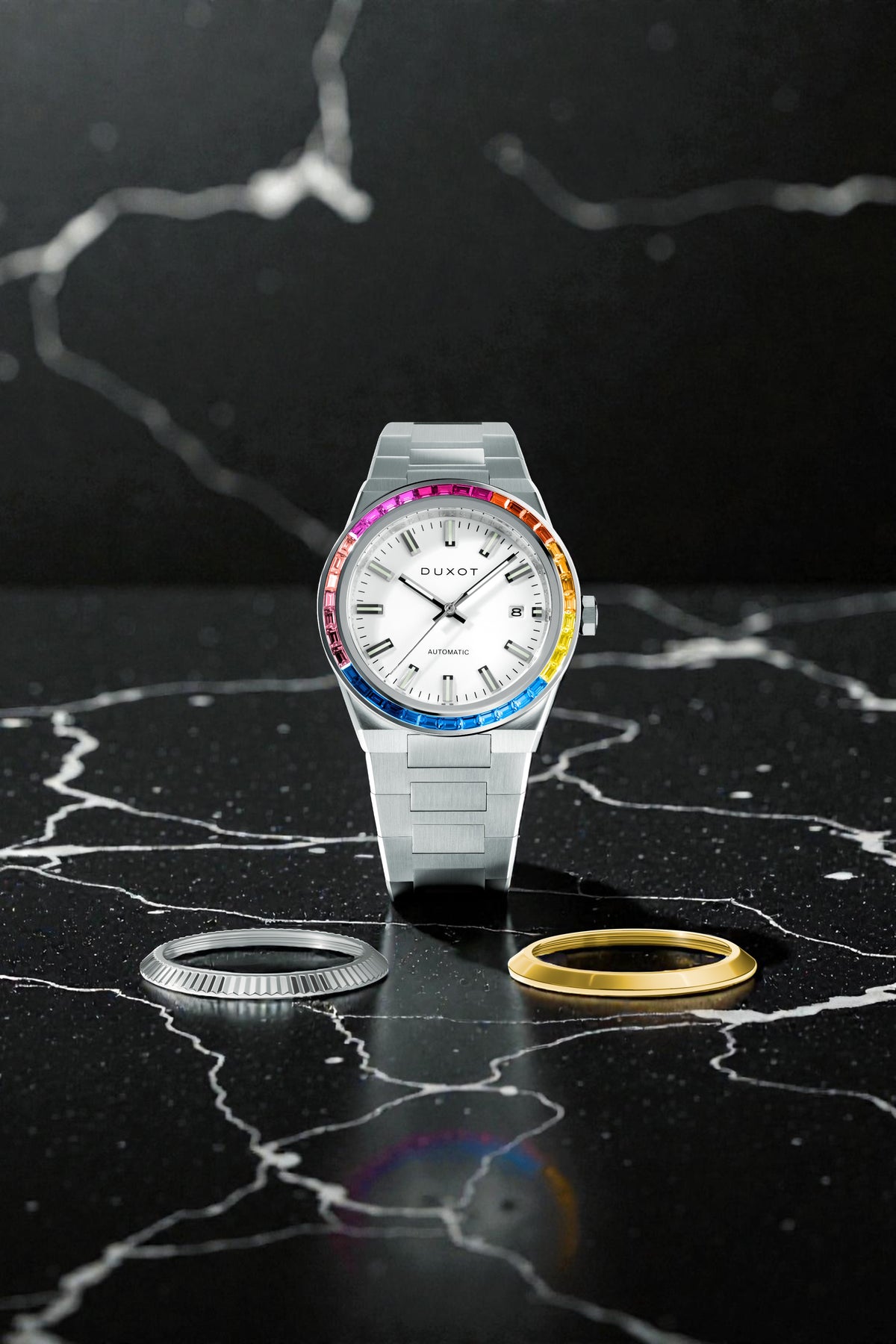 Duxot Men's 38mm Alicante Rainbow Automatic Interchangeable Bezel Bracelet Watch