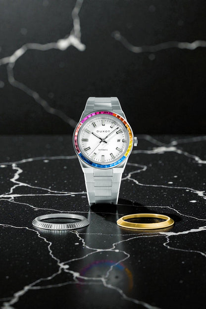 Duxot Men's 38mm Alicante Rainbow Automatic Interchangeable Bezel Bracelet Watch