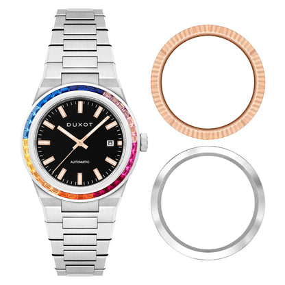 Duxot Men's 38mm Alicante Rainbow Automatic Interchangeable Bezel Bracelet Watch