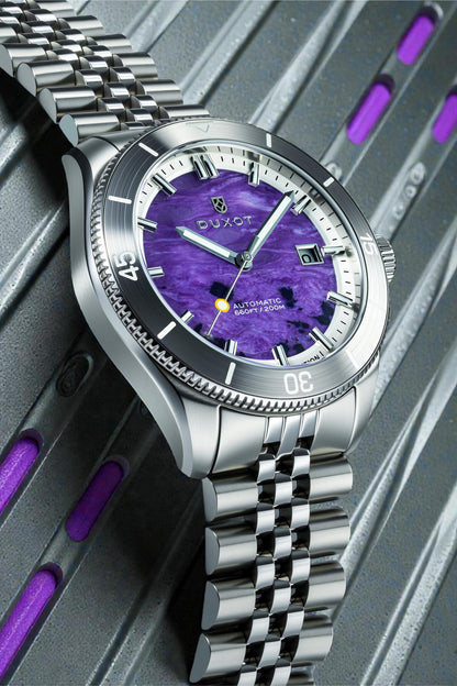 Duxot Men's 40mm Pacifico Automatic Lapidary Lmt Ed Gemstone Bracelet Watch