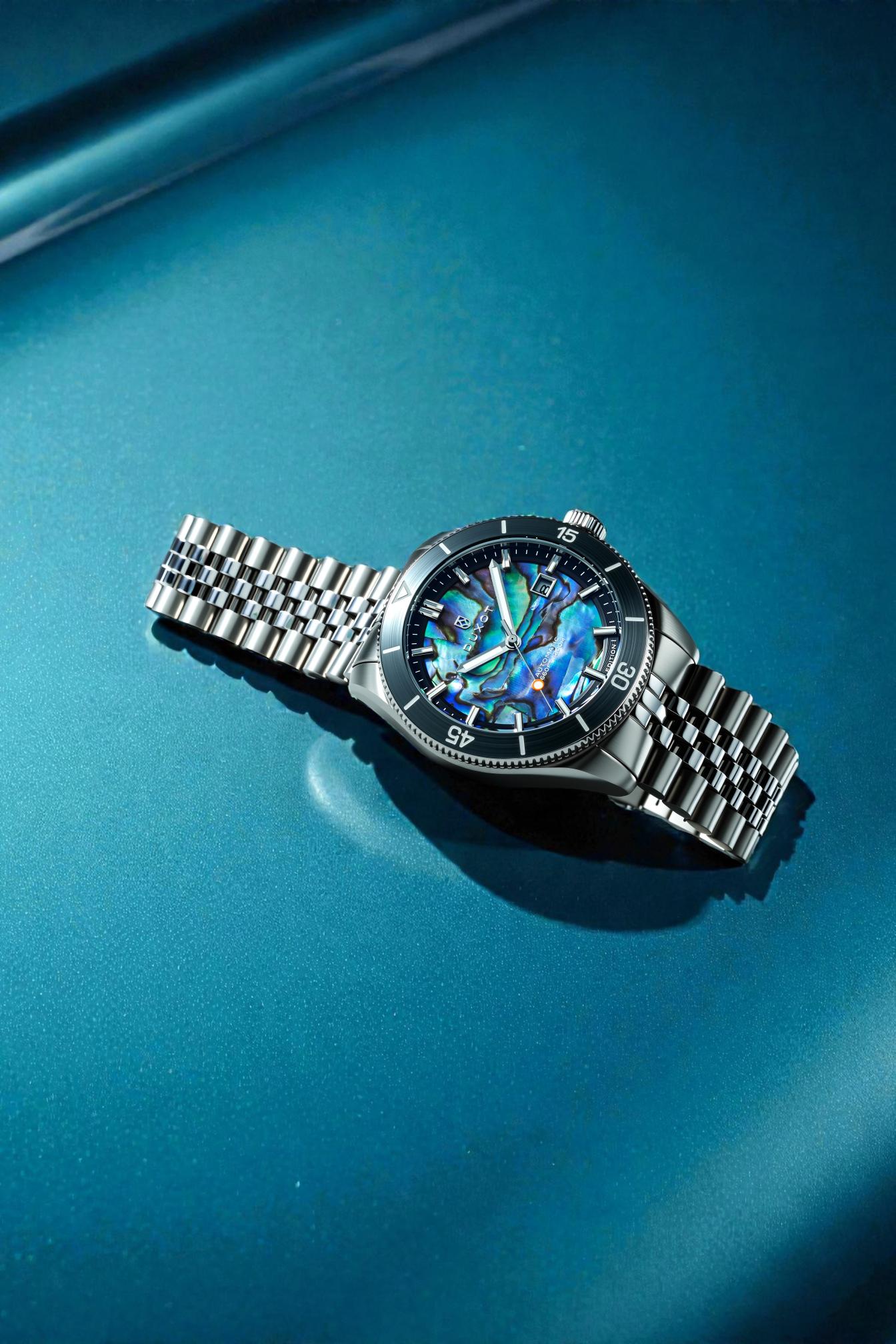 Duxot Men's 40mm Pacifico Automatic Lapidary Lmt Ed Gemstone Bracelet Watch